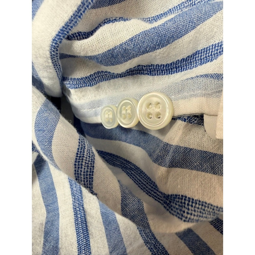 J. Crew Button Down Women 12 Blue Boy Fit Striped Cotton Blend A5401 Long Sleeve - Picture 7 of 9